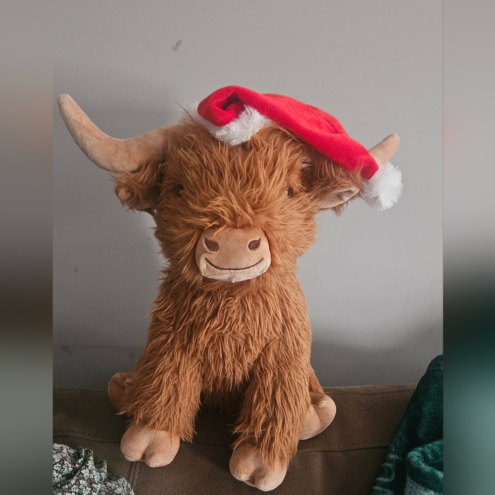 Cow with Santa Hat - Brown